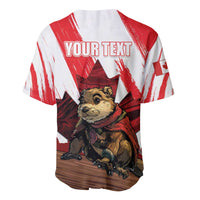 Personalised Canada Beaver Adventurer Baseball Jersey With Maple Leaf