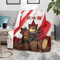 Canada Beaver Adventurer Blanket With Maple Leaf