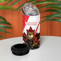 Personalised Canada Beaver Adventurer 4 in 1 Can Cooler Tumbler With Maple Leaf