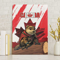 Canada Beaver Adventurer Canvas Wall Art With Maple Leaf