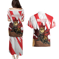 Personalised Canada Beaver Adventurer Couples Matching Puletasi and Hawaiian Shirt With Maple Leaf