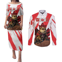 Personalised Canada Beaver Adventurer Couples Matching Puletasi and Long Sleeve Button Shirt With Maple Leaf
