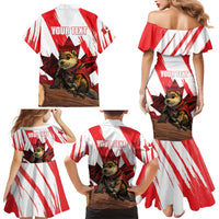 Personalised Canada Beaver Adventurer Family Matching Mermaid Dress and Hawaiian Shirt With Maple Leaf