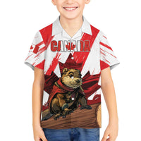 Personalised Canada Beaver Adventurer Family Matching Off The Shoulder Long Sleeve Dress and Hawaiian Shirt With Maple Leaf