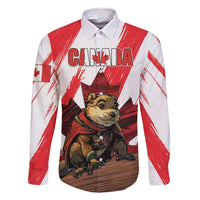 Personalised Canada Beaver Adventurer Family Matching Tank Maxi Dress and Hawaiian Shirt With Maple Leaf