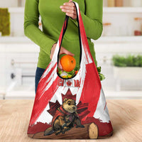 Canada Beaver Adventurer Grocery Bag With Maple Leaf