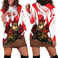 Personalised Canada Beaver Adventurer Hoodie Dress With Maple Leaf
