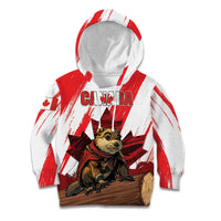 Personalised Canada Beaver Adventurer Kid Hoodie With Maple Leaf