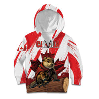 Personalised Canada Beaver Adventurer Kid Hoodie With Maple Leaf