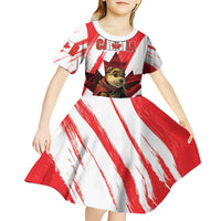 Personalised Canada Beaver Adventurer Kid Short Sleeve Dress With Maple Leaf