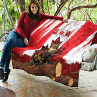 Canada Beaver Adventurer Quilt With Maple Leaf