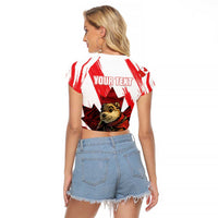 Personalised Canada Beaver Adventurer Raglan Cropped T Shirt With Maple Leaf