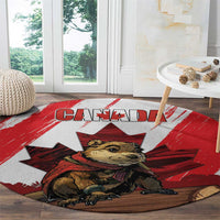 Canada Beaver Adventurer Round Carpet With Maple Leaf