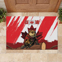 Canada Beaver Adventurer Rubber Doormat With Maple Leaf