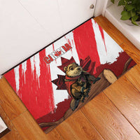 Canada Beaver Adventurer Rubber Doormat With Maple Leaf