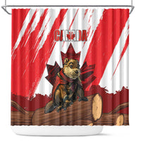 Canada Beaver Adventurer Shower Curtain With Maple Leaf