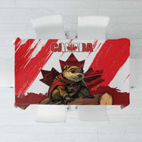 Canada Beaver Adventurer Tablecloth With Maple Leaf