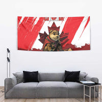 Canada Beaver Adventurer Tapestry With Maple Leaf