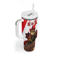 Personalised Canada Beaver Adventurer Tumbler With Handle With Maple Leaf
