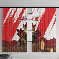 Canada Beaver Adventurer Window Curtain With Maple Leaf