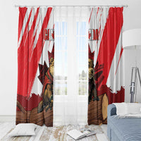 Canada Beaver Adventurer Window Curtain With Maple Leaf