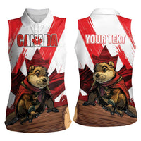 Personalised Canada Beaver Adventurer Women Sleeveless Polo Shirt With Maple Leaf