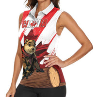 Personalised Canada Beaver Adventurer Women Sleeveless Polo Shirt With Maple Leaf