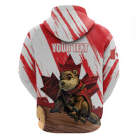Personalised Canada Beaver Adventurer Zip Hoodie With Maple Leaf