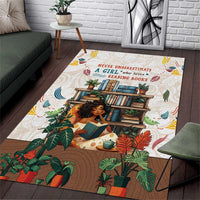 Never Underestimate A Girl Who Loves Reading Books Area Rug