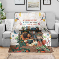 Never Underestimate A Girl Who Loves Reading Books Blanket