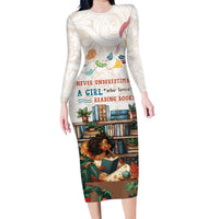 Never Underestimate A Girl Who Loves Reading Books Family Matching Long Sleeve Bodycon Dress and Hawaiian Shirt
