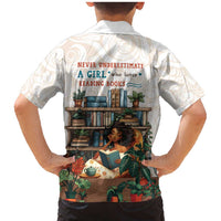 Never Underestimate A Girl Who Loves Reading Books Family Matching Mermaid Dress and Hawaiian Shirt