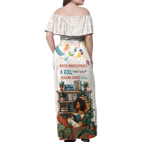 Never Underestimate A Girl Who Loves Reading Books Family Matching Off Shoulder Maxi Dress and Hawaiian Shirt