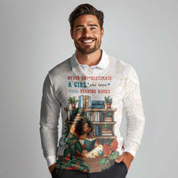 Never Underestimate A Girl Who Loves Reading Books Long Sleeve Polo Shirt