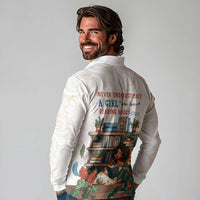 Never Underestimate A Girl Who Loves Reading Books Long Sleeve Polo Shirt