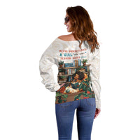 Never Underestimate A Girl Who Loves Reading Books Off Shoulder Sweater