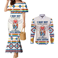 Native American Love Couples Matching Mermaid Dress and Long Sleeve Button Shirt Dream Catcher With Angel Wings