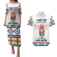 Native American Love Couples Matching Puletasi and Hawaiian Shirt Dream Catcher With Angel Wings