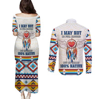 Native American Love Couples Matching Puletasi and Long Sleeve Button Shirt Dream Catcher With Angel Wings