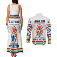 Native American Love Couples Matching Tank Maxi Dress and Long Sleeve Button Shirt Dream Catcher With Angel Wings