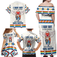 Native American Love Family Matching Off Shoulder Maxi Dress and Hawaiian Shirt Dream Catcher With Angel Wings