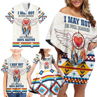 Native American Love Family Matching Off Shoulder Short Dress and Hawaiian Shirt Dream Catcher With Angel Wings