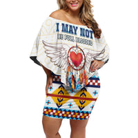 Native American Love Off Shoulder Short Dress Dream Catcher With Angel Wings