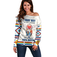 Native American Love Off Shoulder Sweater Dream Catcher With Angel Wings