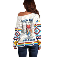 Native American Love Off Shoulder Sweater Dream Catcher With Angel Wings