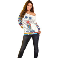 Native American Love Off Shoulder Sweater Dream Catcher With Angel Wings