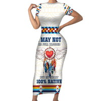 Native American Love Short Sleeve Bodycon Dress Dream Catcher With Angel Wings
