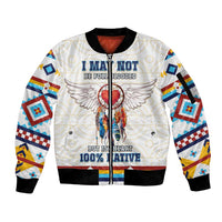 Native American Love Sleeve Zip Bomber Jacket Dream Catcher With Angel Wings