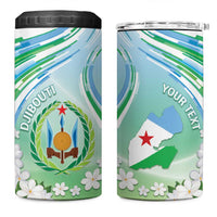 Personalised Djibouti 4 in 1 Can Cooler Tumbler Jabuuti Emblem With Jasmine