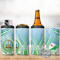 Personalised Djibouti 4 in 1 Can Cooler Tumbler Jabuuti Emblem With Jasmine